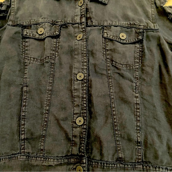Tommy Bahama Blue Silver Bird Design Two Palms Linen Raw Edge Reworked Jacket,XL - Picture 6 of 16